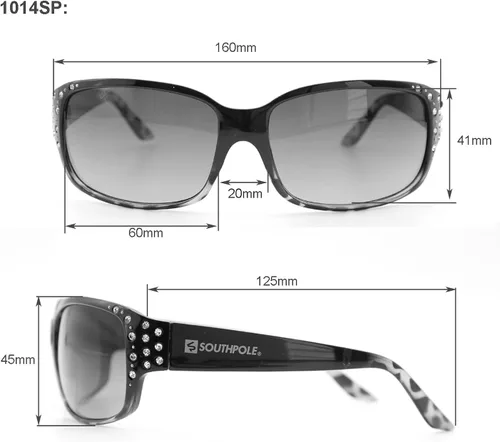 Vista 5 de Southpole Women's 1014sp Rhinestone Uv400 Protective Rectangular Sunglasses. Cool Gifts for Her, 60 Mm