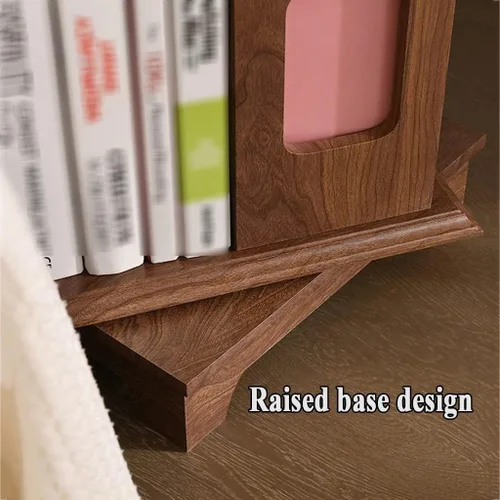 Vista 4 de Estantería creativa giratoria de 360°, estante simple y moderno de varias capas, estantería de madera para sala de estar, estudio y oficina