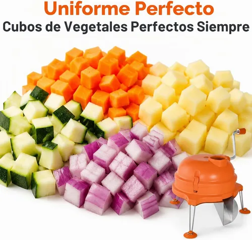 Vista 9 de CLIVIA Picador de verduras, cortador de verduras resistente con hoja de acero inoxidable, máquina cortadora de alimentos de manivela para papas