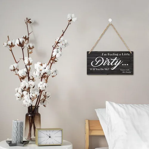 Vista 5 de Letrero de madera con texto en inglés "I'M Feeling A Little Dirty Will You Do Me Laundry Laundry Laundry - Letrero decorativo de madera para patio