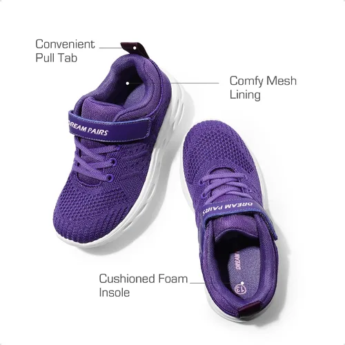 Vista 5 de DREAM PAIRS Zapatos deportivos para niños y niñas, zapatos deportivos para niños pequeños y grandes