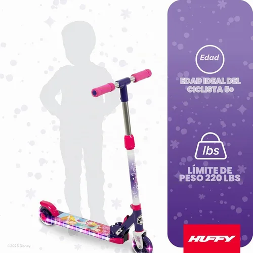 Vista 8 de Huffy Light Up Inline Scooters with LED Lights, Multiple Color Options Disney Princess