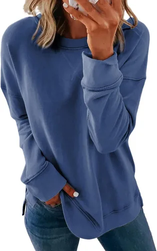 Vista 7 de Dokotoo Women's Casual Crew Neck Sweatshirt Loose Long Sleeve Pullover Tops Jade (Moonlight Jade)