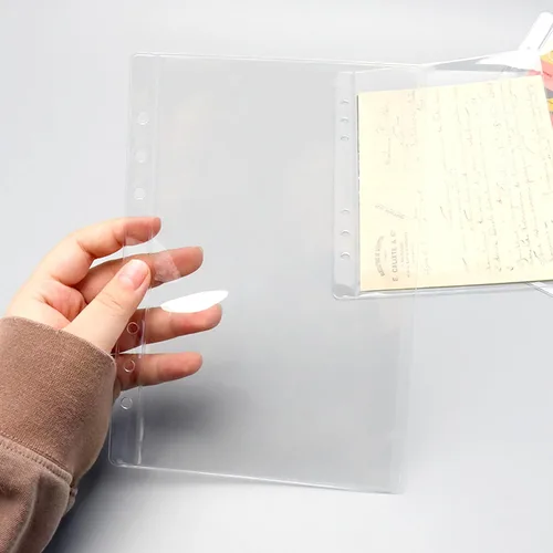 Vista 2 de 24 bolsillos A5 para carpetas transparentes sin cremallera, sobres de dinero en efectivo, fundas protectoras de hojas para carpetas de 6 anillas