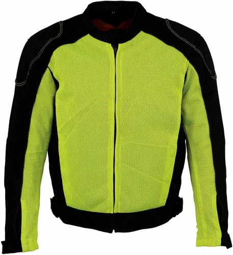 Vista 8 de Milwaukee Leather MPM1790 - Chaqueta blindada de malla para hombre, color negro y verde neón, con chaqueta extraíble para lluvia
