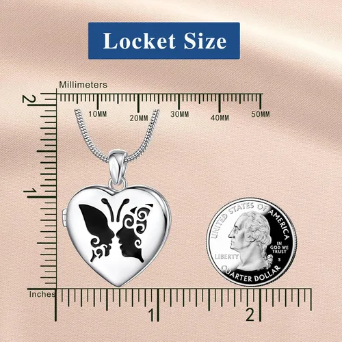 Vista 6 de Fanery Sue Personalized Heart Locket Necklace that Holds Pictures, Customize Photo Pendant Picture Jewelry Mothers Day Gifts for Women