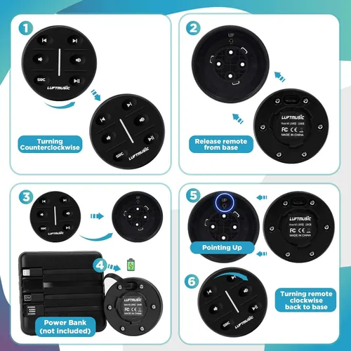 Vista 8 de Receptor de medios digitales marinos, sistema estéreo marino resistente a la intemperie con control remoto inalámbrico, pantalla LCD de matriz