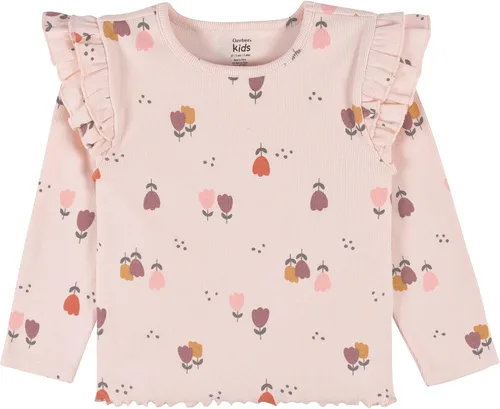 Vista 2 de Gerber Paquete de 2 camisetas de manga larga con volantes dobles para bebés y niñas