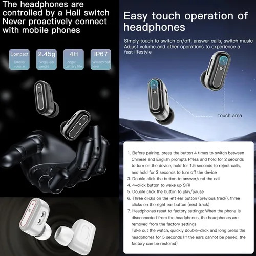 Vista 3 de Tuanzi X9 2 en 1 Reloj inteligente TWS inalámbrico Bluetooth auricular 1.85 pulgadas reloj con auriculares dentro de monitor de salud rastreador