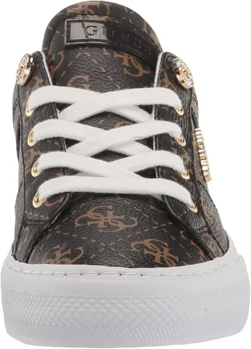 Vista 2 de GUESS Loven Sneaker para mujer, marrón (Brown Multi Fabric)