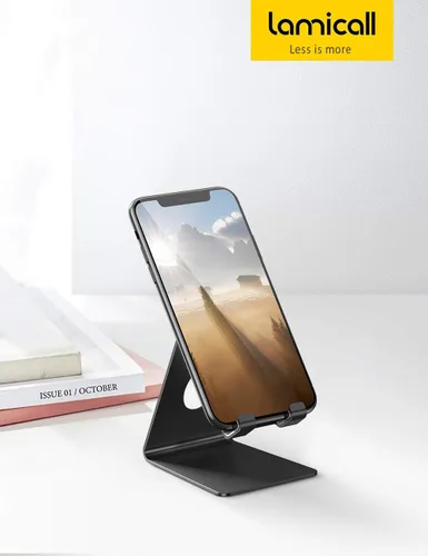 Vista 7 de Lamicall Soporte para teléfono celular, base para teléfono: cuna, soporte, soporte para escritorio de oficina - negro