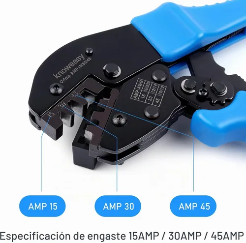 Vista 4 de Knoweasy Engarzadora Powerpole, herramienta de crimpado de amplificador para conectores de 15, 30 y 45 amperios, herramienta de crimpado Powerpole