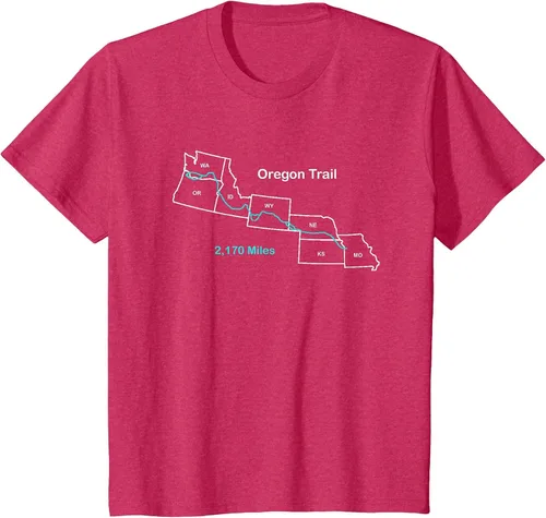 Vista 30 de Route Map of The Oregon National Historic Trail T-Shirt Asphalt Grey