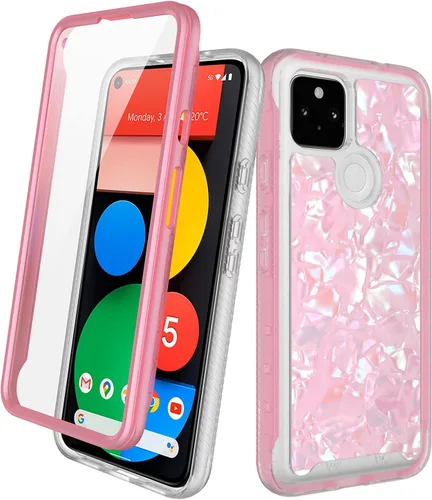 Vista 14 de Funda para Google Pixel 5a 5G con protector de pantalla integrado (no para Google Pixel 5), Rosebono Hybrid Gradient Transparente Suave TPU Clear