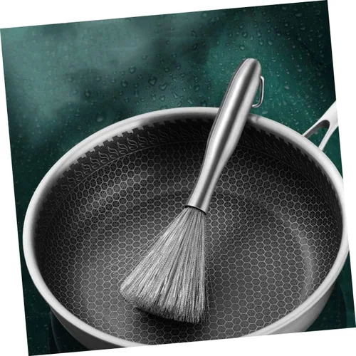 Vista 3 de Cepillo de limpieza de platos de acero inoxidable resistente para ollas y sartenes, cepillo de limpieza de cocina para lavavajillas, parrilla