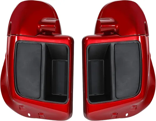 Vista 18 de Carenados para motocicletas para Harley, SLMOTO Carenado inferior ventilado negro vívido para piernas con altavoces de 6.5" y rejillas para Harley