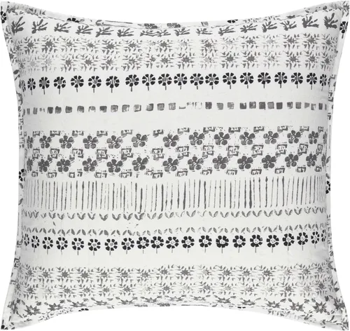 Vista 3 de Pine Cone Hill Funda gris espino, tamaño europeo, patrón floral gris/negro