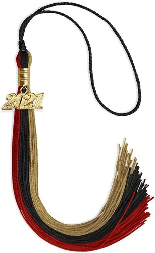 Vista 58 de Endea - Borla de graduación de triple color con gota de fecha dorada (negro/dorado/granate, 2020)