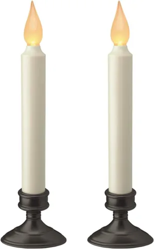 Vista 6 de Xodus - Velas LED para ventana a pilas, sensor de atardecer a amanecer, paquete de 4 Amber Flicker Flame, 8-7/8" Tall, Durable Plastic