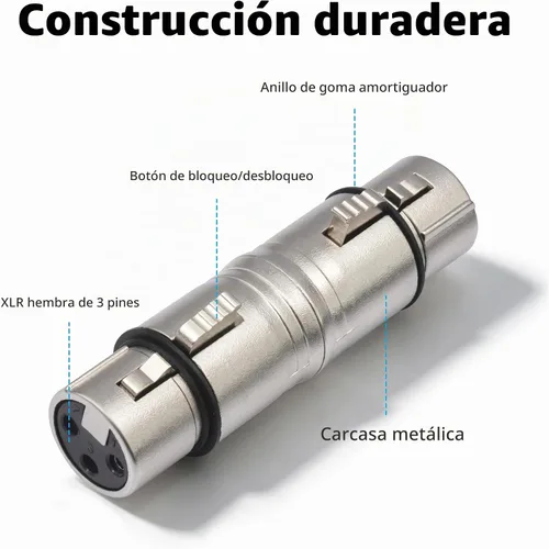 Vista 4 de Adaptador de acoplador XLR hembra a hembra de 3 pines conector XLR para cables de audio o sistemas PA 2 unids