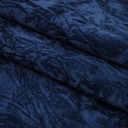 Vista 3 de Tela de tapicería azul marino triturada de terciopelo por yarda