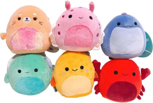 Vista 7 de Squishmallows Mystery - Paquete económico de 3 estrujables de 10 y 8 pulgadas, obtén un peluche grande y dos pequeños de Jazwares por menos, juguete