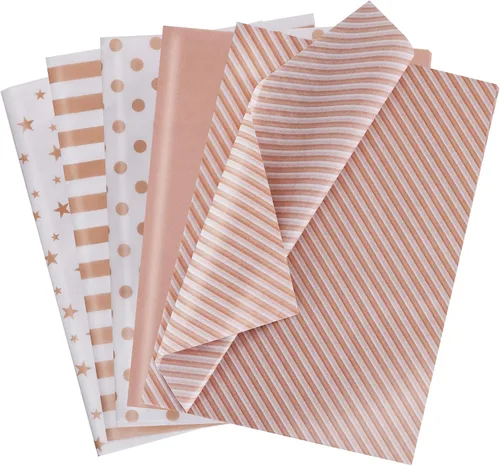 Vista 22 de BEISHIDA 100 hojas de papel de seda blanco y negro a granel, rayas de sarga y puntos, estrellas para bolsas de regalo, papel de regalo de 14 x 20