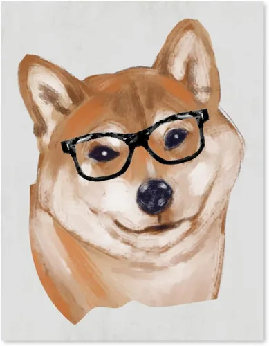 Vista 191 de Andaz Press Póster impreso para pared de perro, 8.5 x 11 pulgadas, Bulldog inglés con gafas negras, 1 paquete, regalo de cumpleaños de Navidad, sin