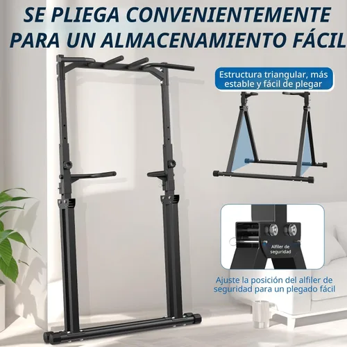 Vista 3 de Estación de dominadas Barra de dominadas para equipo de gimnasio en casa Estación de fondos Torre de potencia Entrenamiento de fuerza Equipo