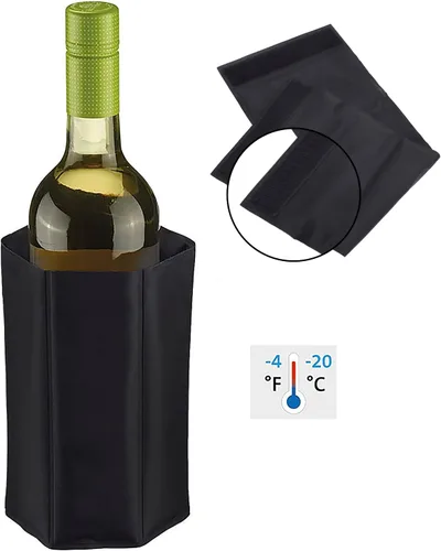 Vista 4 de Enfriador de botellas de vino, enfriador de vino de gel refrescante para exteriores, viajes, fiestas, negro, paquete de 2