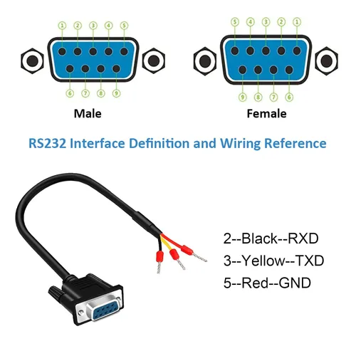 Vista 2 de Cable de repuesto de puerto serie RS232 RS485 hembra DB9 de 6.5