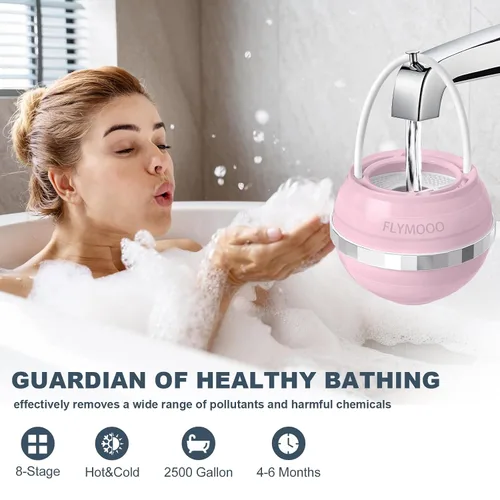 Vista 6 de FLYMOOO Filtro de baño para bañera, filtro de agua para grifo de bañera con 8 etapas y 2,500 galones de filtración para reducir los contaminantes