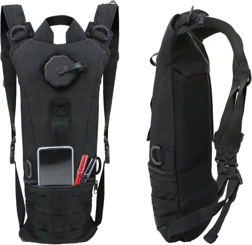 Vista 7 de Zavothy Mochila táctica de hidratación Molle con vejiga de agua de 3L Mochila de hidratación para ciclismo, correr, ciclismo, senderismo, mochila