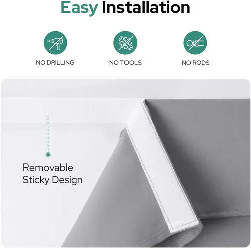 Vista 2 de HOMEIDEAS Cortinas opacas para puerta francesa, cortinas de luz lateral para puerta delantera, 2 paneles, persianas laterales para ventanas