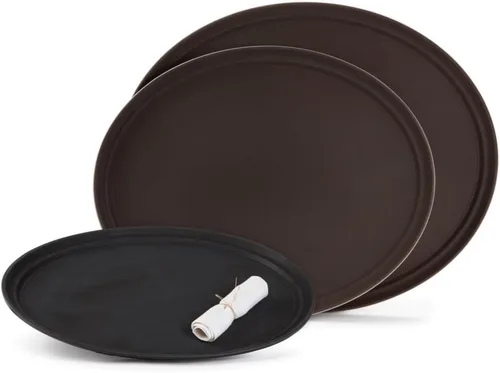 Vista 15 de G.E.T. NS-1014-BR Bandeja rectangular antideslizante de plástico sin BPA, de 10 x 14 pulgadas, color marrón