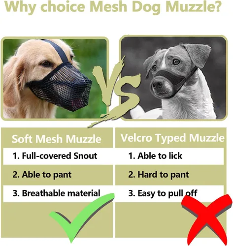 Vista 2 de Whongkidz Bozal para perros de tamaño extra pequeño, cubierta de boca de perro de malla de aire, permite beber sin morder y masticar para perros que