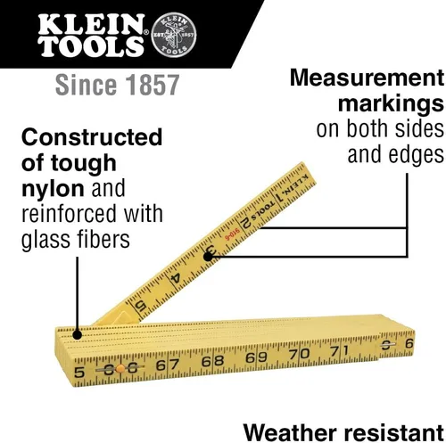 Vista 2 de Klein Tools 910-6 Regla plegable de 6 pies, fibra de vidrio duradera, lectura