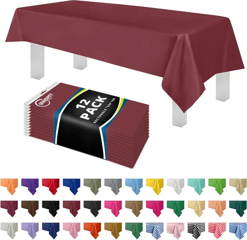 Vista 20 de Mantel de plástico de alta calidad - 54 in. x 108 pulgadas. Grandipity - Mantel rectangular (6 y 12 unidades), Agua (Aqua)
