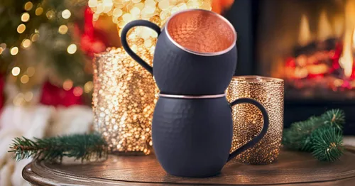 Vista 2 de STAGLIFE Tazas de 20 onzas negras mate de Moscú Mule tazas de cobre puro para agua potable, regalos para hombres y mujeres en aniversario, tazas
