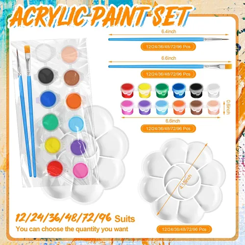 Vista 2 de Fulmoon - Juego de 48 piezas/12 mini pintura para niños, kit de pintura lavable de 12 colores para el regreso a clases, kit de pintura lavable