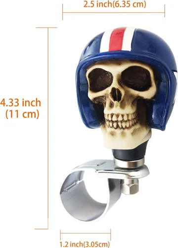 Vista 2 de Perilla de refuerzo para automóvil Suicide Spinner estilo calavera caballero para volante, mango de agarre de control de giro, se adapta a