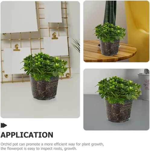 Vista 6 de HANABASS 6 macetas transparentes de 3 pulgadas con agujeros de drenaje, macetas de plástico para guardería, flores, suculentas, orquídeas