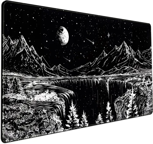 Vista 27 de Tapete de Escritorio de Gato Negro Atardecer Vintage, Alfombrilla de Ratón y Teclado de Escritorio, Alfombrilla de Ratón XXL Grande para Laptop