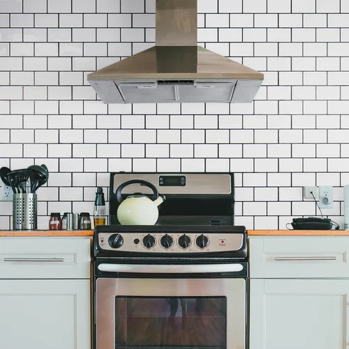 Vista 6 de STICKGOO - Azulejos de metro blancos para despegar y pegar, azulejos adhesivos para cocina (paquete de 1, diseño más grueso)