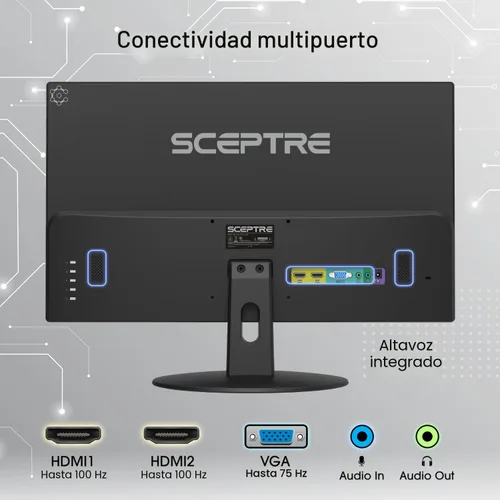 Vista 6 de Sceptre Monitor LED de 24 pulgadas 75Hz 1080p con altavoces incorporados puertos HDMI VGA, nuevo negro 2019 (E248W-1920)