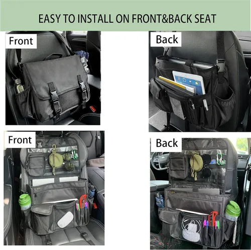 Vista 5 de ECWKVN Organizador de asiento delantero de automóvil para aplicación de la ley, almacenamiento portátil para asiento de pasajero con soporte
