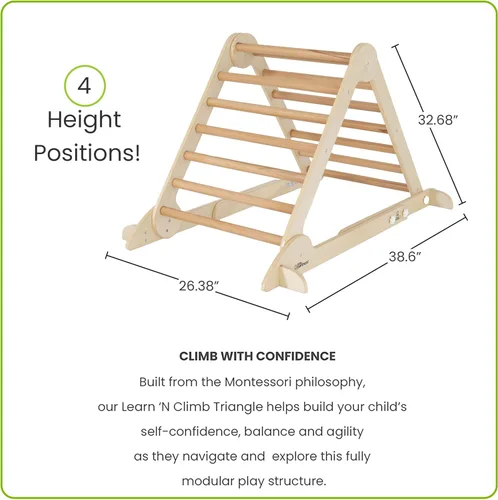Vista 9 de Little Partners Learn 'N Climb Triángulo de escalada de madera plegable, gimnasio de escalada de madera para niños pequeños, escalador triangular