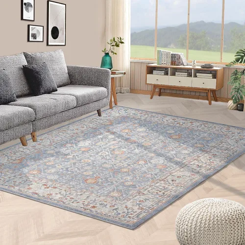 Vista 11 de Fashionwu Alfombra de baño con diseño floral para pasillo, alfombra moderna envejecida para sala de estar, alfombra turca, alfombra estética