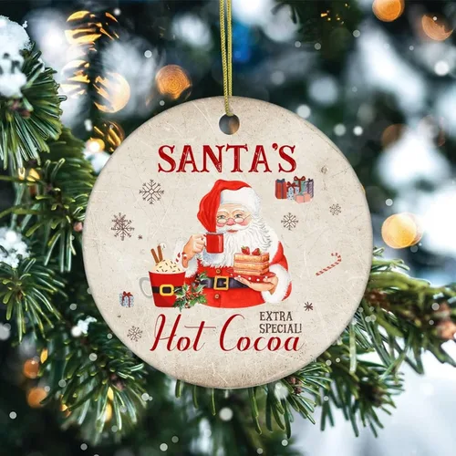 Vista 2 de Cheyan Divertido adorno de porcelana de Papá Noel caliente de Navidad, decoración del hogar, colgantes de Navidad, copo de nieve, árbol de Navidad