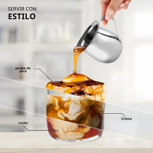 Vista 3 de Crema de campana de acero inoxidable para jarra de espuma de café expreso (2, 3 onzas)